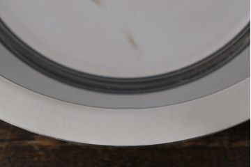 アンティーク雑貨　北欧ビンテージ　デンマーク製　木の取っ手が魅力のステンレスボウル(お皿)