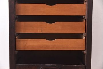 アンティーク家具　イギリスアンティーク　蛇腹式の扉が個性的なファイリングキャビネット(書類ケース、チェスト)