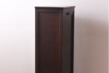 アンティーク家具　イギリスアンティーク　蛇腹式の扉が個性的なファイリングキャビネット(書類ケース、チェスト)