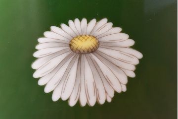 アンティーク雑貨　オールドノリタケ・則武(日陶) 緑地　白菊文様　バイカラーがおしゃれな壱型火鉢(手あぶり、鉢カバー、傘立て)