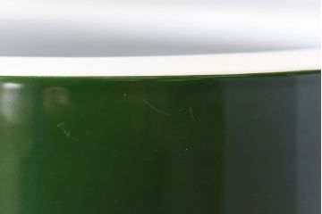 アンティーク雑貨　オールドノリタケ・則武(日陶) 緑地　白菊文様　バイカラーがおしゃれな壱型火鉢(手あぶり、鉢カバー、傘立て)