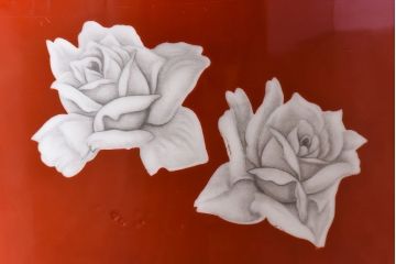 アンティーク雑貨　ノリタケ(日陶)　鮮やかな朱色が見事な参型火鉢(手あぶり、鉢カバー、傘立て)(1)