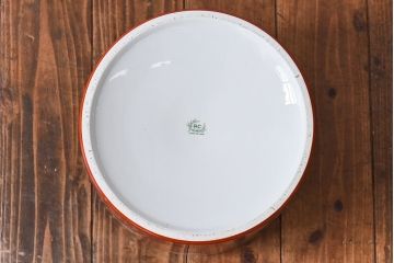 アンティーク雑貨　ノリタケ(日陶)　鮮やかな朱色が見事な参型火鉢(手あぶり、鉢カバー、傘立て)(1)
