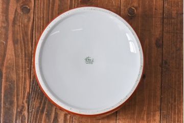 アンティーク雑貨　ノリタケ(日陶)　鮮やかな朱色が見事な参型火鉢(手あぶり、鉢カバー、傘立て)(2)