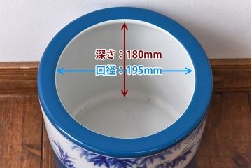 アンティーク雑貨　ノリタケ・則武(日陶) 　風情ある竹モチーフの火鉢(手あぶり、鉢カバー、傘立て)(1)