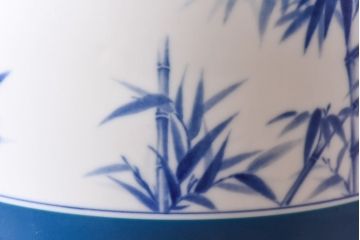 アンティーク雑貨　ノリタケ・則武(日陶) 　風情ある竹モチーフの火鉢(手あぶり、鉢カバー、傘立て)(1)