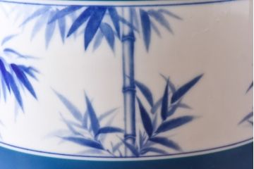 アンティーク雑貨　ノリタケ・則武(日陶) 　風情ある竹モチーフの火鉢(手あぶり、鉢カバー、傘立て)(1)