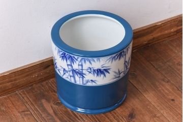 アンティーク雑貨　ノリタケ・則武(日陶) 　風情ある竹モチーフの火鉢(手あぶり、鉢カバー、傘立て)(1)