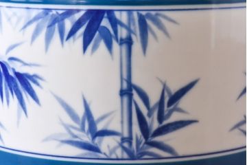アンティーク雑貨　ノリタケ・則武(日陶) 　風情ある竹モチーフの火鉢(手あぶり、鉢カバー、傘立て)(2)