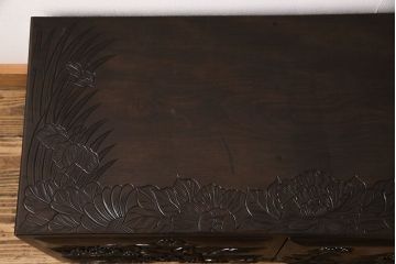 中古　伝統工芸　日光彫り　美しい意匠の小箪笥(小引き出し、収納箱)
