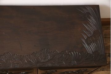 中古　伝統工芸　日光彫り　美しい意匠の小箪笥(小引き出し、収納箱)