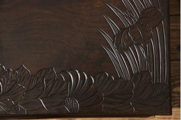 中古　伝統工芸　日光彫り　美しい意匠の小箪笥(小引き出し、収納箱)