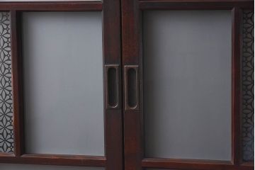 昭和初期　花模様ガラス　レトロなお部屋にぴったりの引き戸2枚セット(ガラス戸、窓)