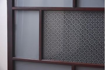 昭和初期　花模様ガラス　レトロなお部屋にぴったりの引き戸2枚セット(ガラス戸、窓)