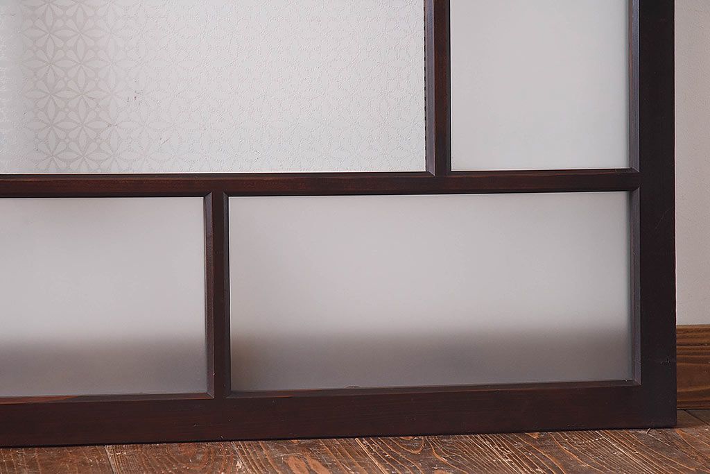 昭和初期　花模様ガラス　レトロなお部屋にぴったりの引き戸2枚セット(ガラス戸、窓)