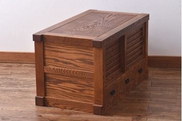 江戸指物　摺り漆(拭き漆)　総無垢　独特な木目が目を引くタモ材の小箪笥(サイドボード、箪笥、収納棚)(定価約60万円)