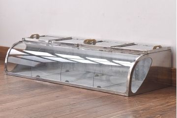 レトロ家具　昭和レトロ　錆のある風合いが魅力的なブリキガラスケース(ショーケース、飾り棚)(3)