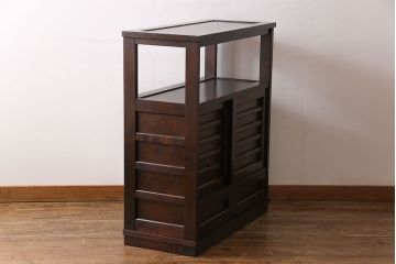 中古　北海道民芸家具　HM105　茶タンス(茶棚・飾り棚)(定価約23万円)