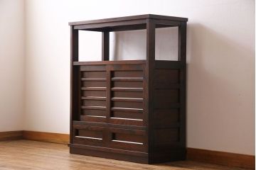 中古　北海道民芸家具　HM105　茶タンス(茶棚・飾り棚)(定価約23万円)