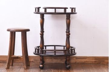 中古　飛騨産業　キツツキ　シックなキャスター付きキッチンワゴン(サイドテーブル)