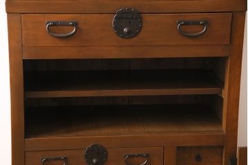 アンティーク家具　和製アンティーク　ヒノキ材　和モダンスタイルにおすすめな美濃帳場箪笥(収納棚、キャビネット)