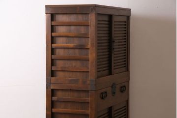 アンティーク家具　和製アンティーク　ヒノキ材　和モダンスタイルにおすすめな美濃帳場箪笥(収納棚、キャビネット)
