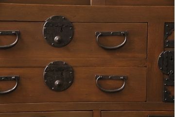 アンティーク家具　和製アンティーク　ヒノキ材　和モダンスタイルにおすすめな美濃帳場箪笥(収納棚、キャビネット)