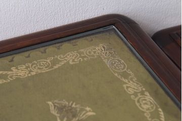 アンティーク雑貨　イギリス家具　高級感あるレザートップのネストテーブル(入れ子式テーブル、サイドテーブル、コーヒーテーブル、花台)(1)