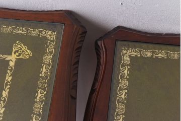 アンティーク雑貨　イギリス家具　高級感あるレザートップのネストテーブル(入れ子式テーブル、サイドテーブル、コーヒーテーブル、花台)(2)