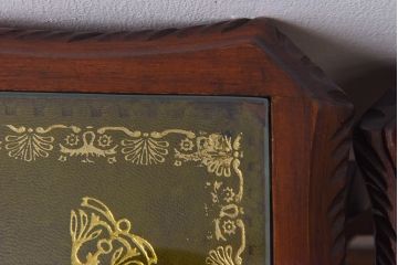 アンティーク雑貨　イギリス家具　高級感あるレザートップのネストテーブル(入れ子式テーブル、サイドテーブル、コーヒーテーブル、花台)(2)