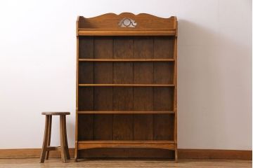 アンティーク家具　イギリスアンティーク　オーク材　シンプルながらも上品な佇まいの本棚(飾り棚、収納棚)