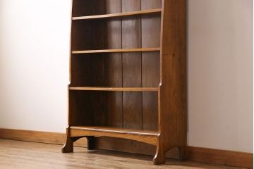 アンティーク家具　イギリスアンティーク　オーク材　シンプルながらも上品な佇まいの本棚(飾り棚、収納棚)