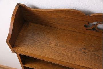 アンティーク家具　イギリスアンティーク　オーク材　シンプルながらも上品な佇まいの本棚(飾り棚、収納棚)