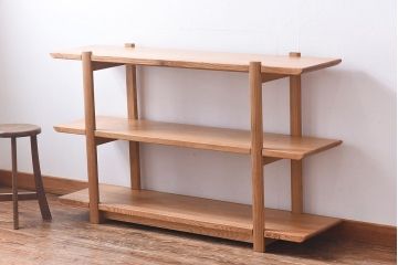 中古　カリモク　HN(ホワイトアッシュ)　無垢材　木の優しい色合いが魅力のオープンラック(飾り棚、ウッドシェルフ)