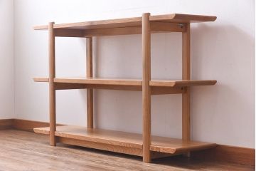 中古　カリモク　HN(ホワイトアッシュ)　無垢材　木の優しい色合いが魅力のオープンラック(飾り棚、ウッドシェルフ)