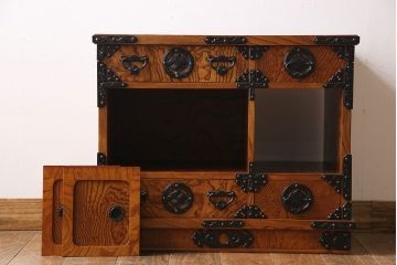 中古　民芸家具　木目が美しい小箪笥(引き出し)