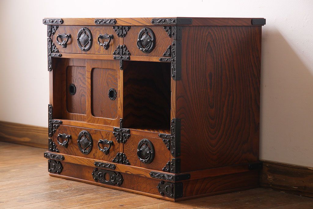 中古　民芸家具　木目が美しい小箪笥(引き出し)