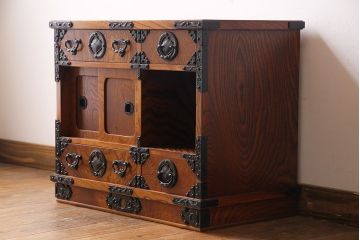 中古　民芸家具　木目が美しい小箪笥(引き出し)