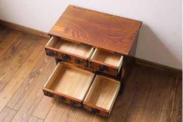 中古　民芸家具　木目が美しい小箪笥(引き出し)