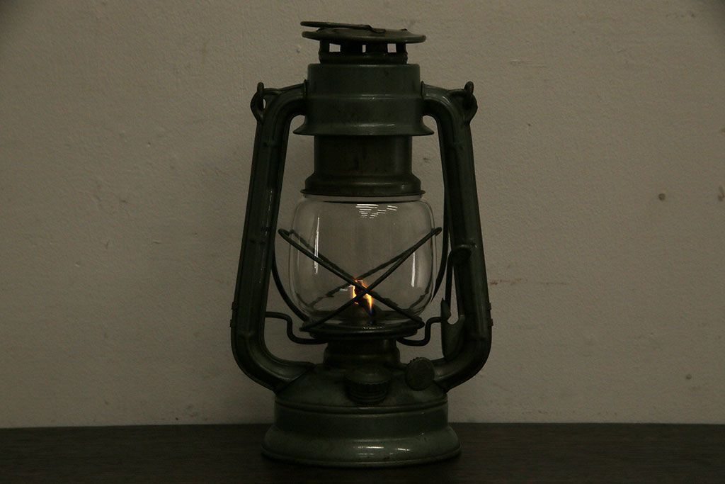 アンティーク雑貨　昭和レトロ　日本製　インダストリアルなオイルランプ(照明、ディスプレイ)