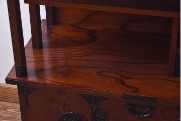 中古 伝統民芸家具 岩谷堂箪笥　風格のある茶箪笥(飾り棚、戸棚)(1)