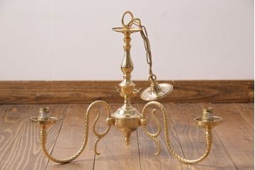 イギリスビンテージ　つぼみのようなガラスシェードが可愛らしい天井照明(シャンデリア、ランプ)