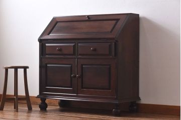 中古　松本民芸家具　ボールフット　#60型ライティングビューロー(簿記机、在宅ワーク、在宅用デスク)