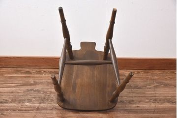 ヴィンテージ家具　【T様ご決済分】イギリスビンテージ　シックな雰囲気のホイールバックチェア(ウィンザーチェア、ダイニングチェア、ウインザーチェア)(1)