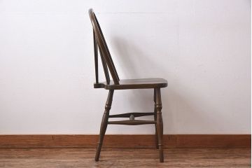 ヴィンテージ家具　【T様ご決済分】イギリスビンテージ　シックな雰囲気のホイールバックチェア(ウィンザーチェア、ダイニングチェア、ウインザーチェア)(2)