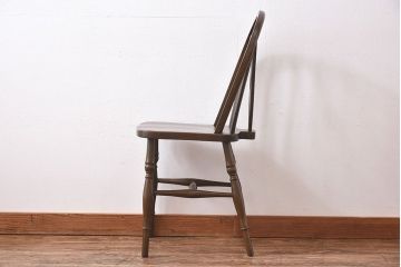 ヴィンテージ家具　【T様ご決済分】イギリスビンテージ　シックな雰囲気のホイールバックチェア(ウィンザーチェア、ダイニングチェア、ウインザーチェア)(2)