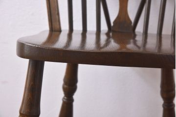 ヴィンテージ家具　【T様ご決済分】イギリスビンテージ　シックな雰囲気のホイールバックチェア(ウィンザーチェア、ダイニングチェア、ウインザーチェア)(2)