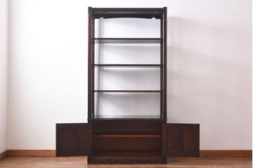 中古　北海道民芸家具　シックな雰囲気漂うHM156四方棚(飾り棚)(定価約30万円)(1)