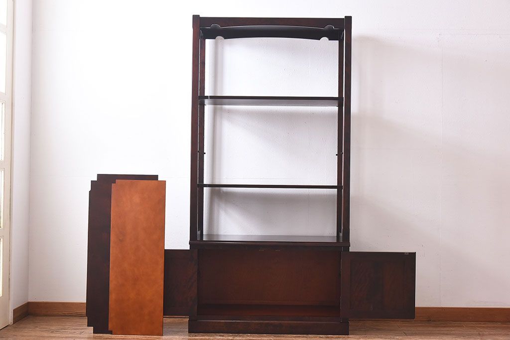 中古　北海道民芸家具　シックな雰囲気漂うHM156四方棚(飾り棚)(定価約30万円)(1)