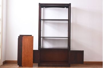 中古　北海道民芸家具　シックな雰囲気漂うHM156四方棚(飾り棚)(定価約30万円)(1)
